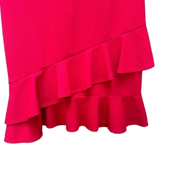 Lulus Red Ruffle Bodycon Mini Dress 3/4 Bell Sleeve Womens Size M‎ - Picture 3 of 9